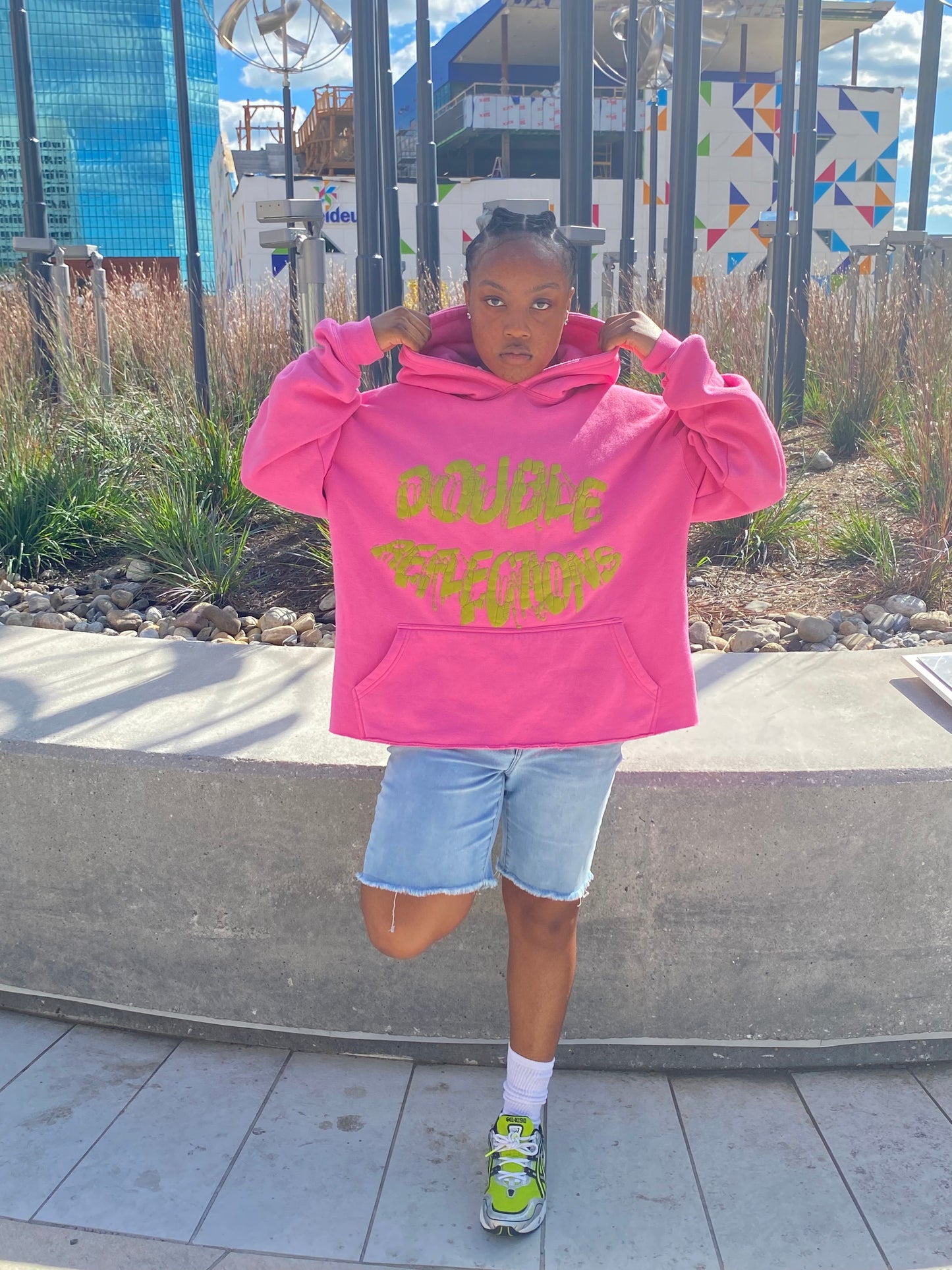 Pink Ski Cropped Hoodie